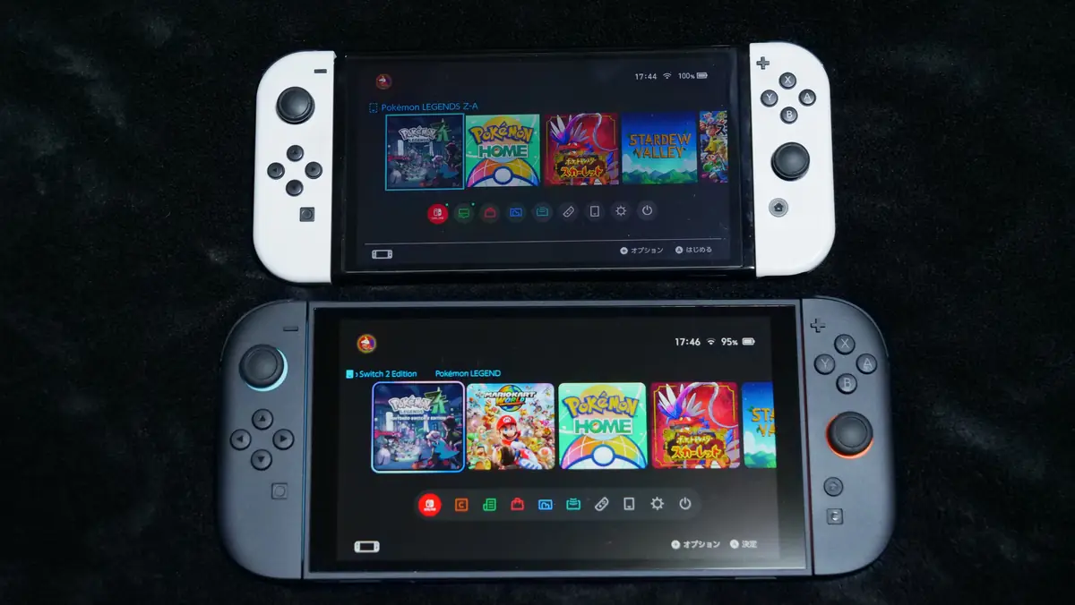 任天堂スイッチ2と旧型任天堂スイッチ 違いと比較 画面サイズの違い