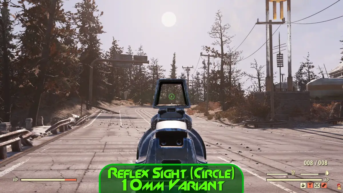 Fallout76 リフレックスサイト(円)の見え方