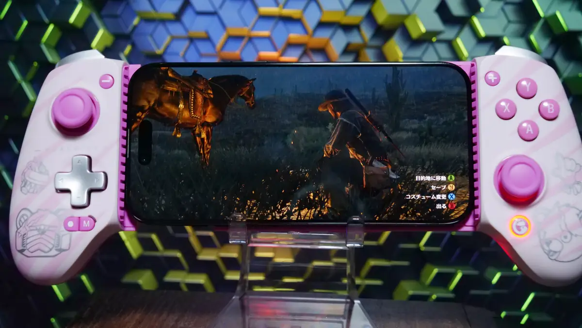 GameSir G8+ Fortnite Edition RDRをiPhone Airでプレイしている様子